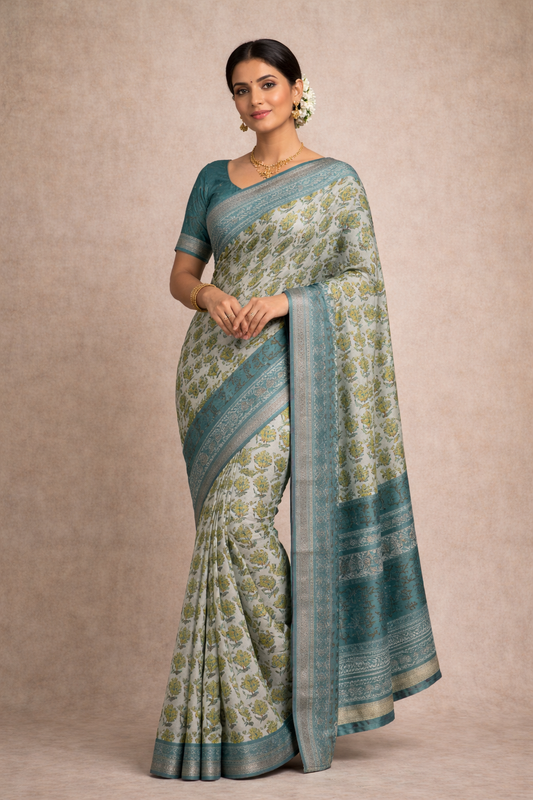 Chanderi Ajrak Saree