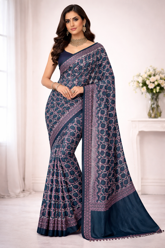 Modal Silk Ajrakh Saree