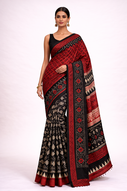 Modal Silk Ajrakh Saree
