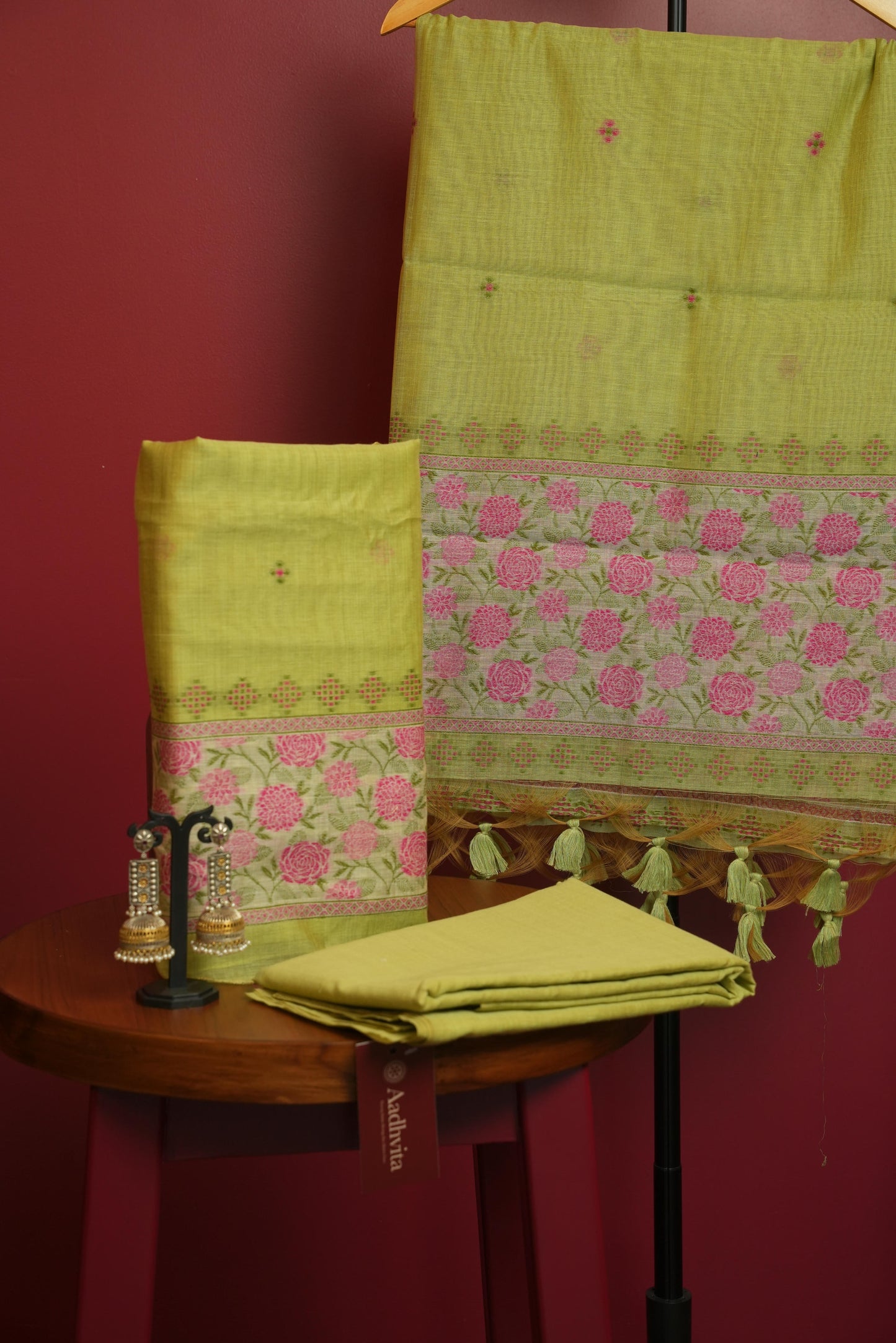 Chanderi Jamdhani 3 pc suit