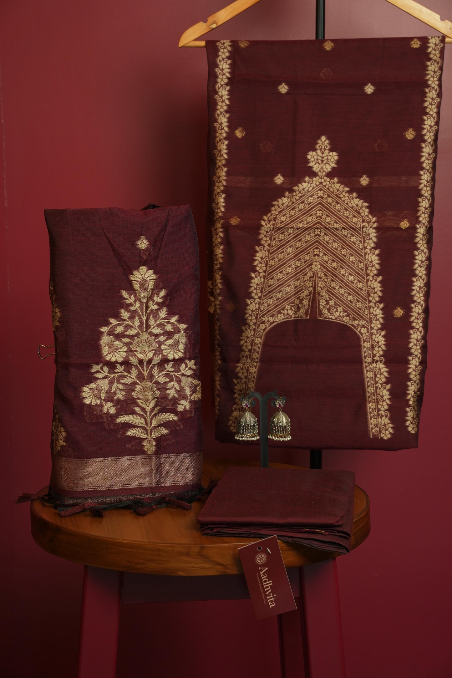 Chanderi Jamdhani 3 pc suit